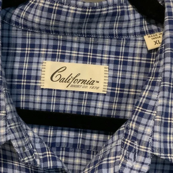 California Shirt Co. Men's Navy Plaid Shirt - Picture 3 of 4